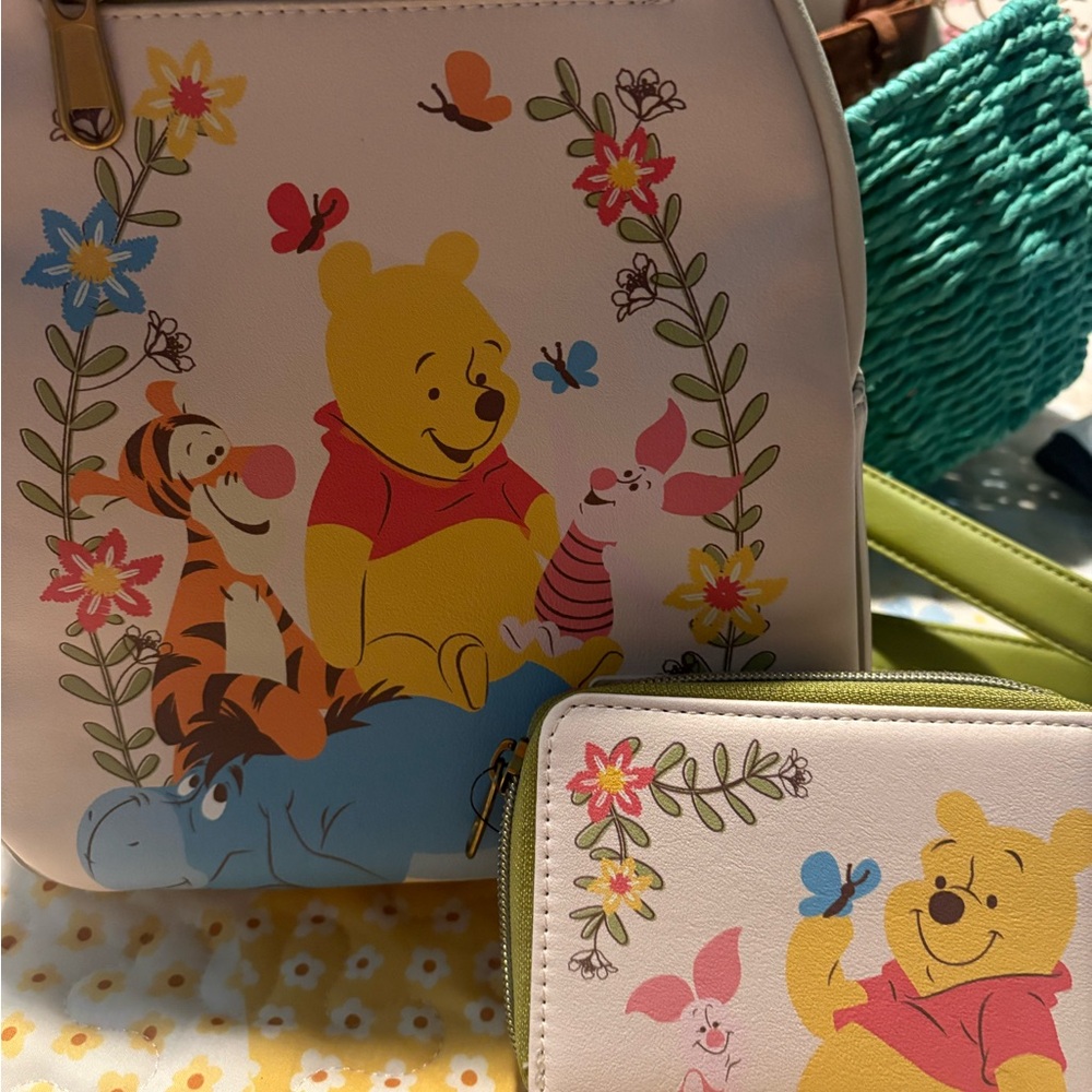 Loungefly Disney Floral Wallet and Backpack
